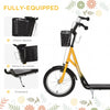 ShopEZ USA Youth Scooter, Kick Scooter with Adjustable Handlebars, Double Brakes, 16" Inflatable Rubber Tires, Basket, Cupholder, Orange