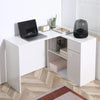 HOMCOM L Shaped Corner Computer Desk Workstation with Rotating Storage Shelves and Drawer for Home & Office, White