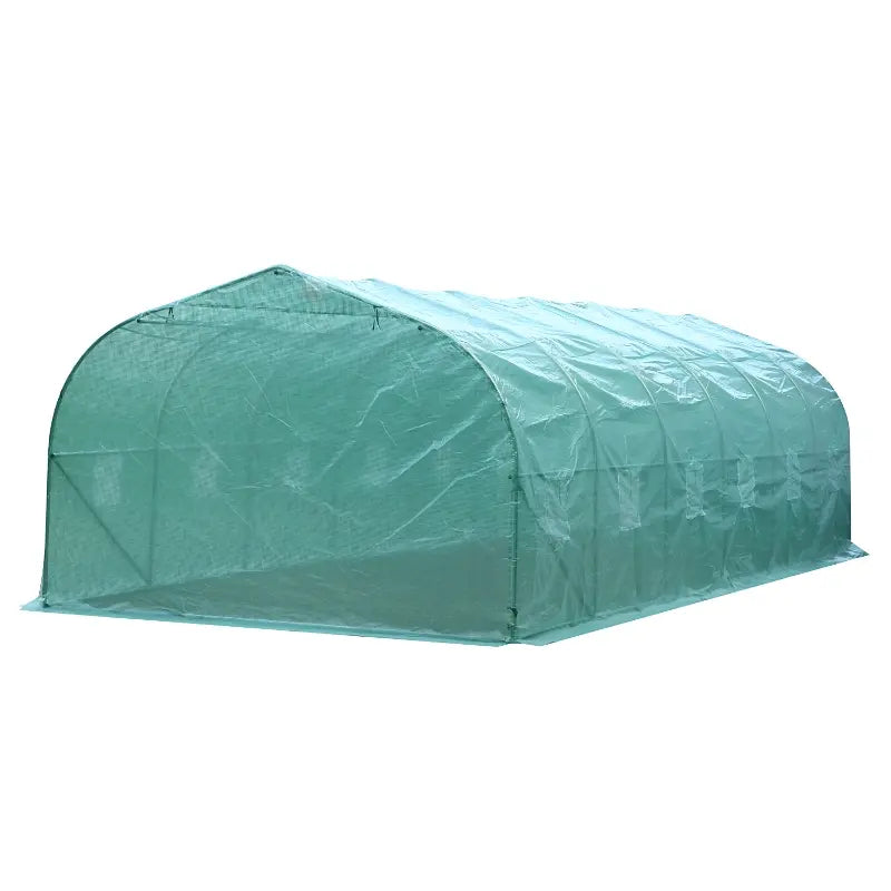 Outsunny 26' x 10' x 7' Walk-In Greenhouse Tunnel, Large Gardening Plant Hot House with 12 Windows and Zipper Doors for Backyard, Green