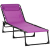 Outsunny 4-Position Reclining Beach Chair Chaise Lounge Folding Chair - Light Blue