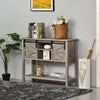 HOMCOM Grey Wooden Entryway Tabletop Furniture with Display Shelf Stand and X Bar