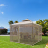 Outsunny 10' x 10' Patio Gazebo with Corner Frame Shelves, Double Roof Outdoor Gazebo Canopy Shelter with Netting, for Patio, Wedding, Catering & Events, Gray