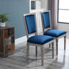 HOMCOM 2 Piece Vintage Dining Room Chair Set with Thick Padded Seat Cushions, Rustic Button Design, and Wood Legs - Blue