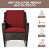 Outsunny Patio Wicker Rocking Chair, Outdoor PE Rattan Swing Chair w/ Soft Cushions, Classic Style for Garden, Patio, Lawn, Wine Red