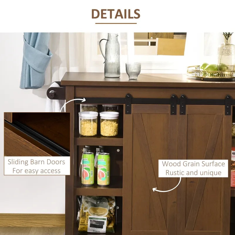 HOMCOM Kitchen Island Utility Cart on Wheels with Large Counter, 2 Spacious Drawers & Storage Cabinets, & Wine Storage