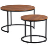 HOMCOM Round Nesting Tables Set of 2, Stacking Coffee Table Set with Metal Frame for Living Room, Dark Walnut