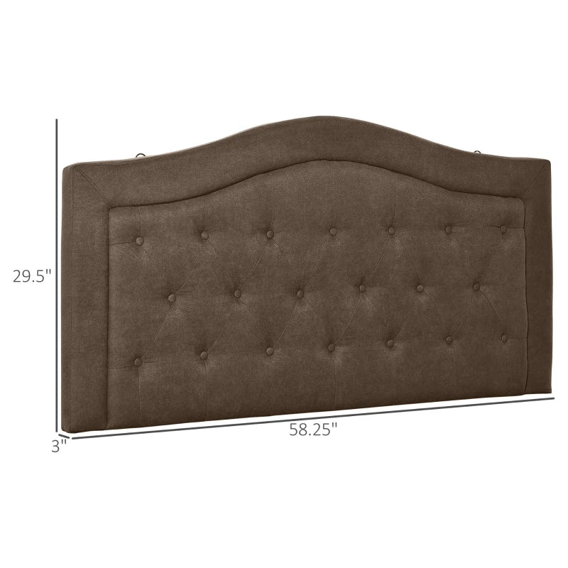 HOMCOM Upholstered Nailhead Trim Headboard, Home Bedroom Decoration for Full and Queen-Sized Beds, Grey