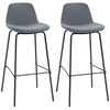 HOMCOM 29.5" Bar Stools Set of 2, Upholstered Extra Tall Barstools, Armless Bar Chairs with Back, Steel Legs, Grey