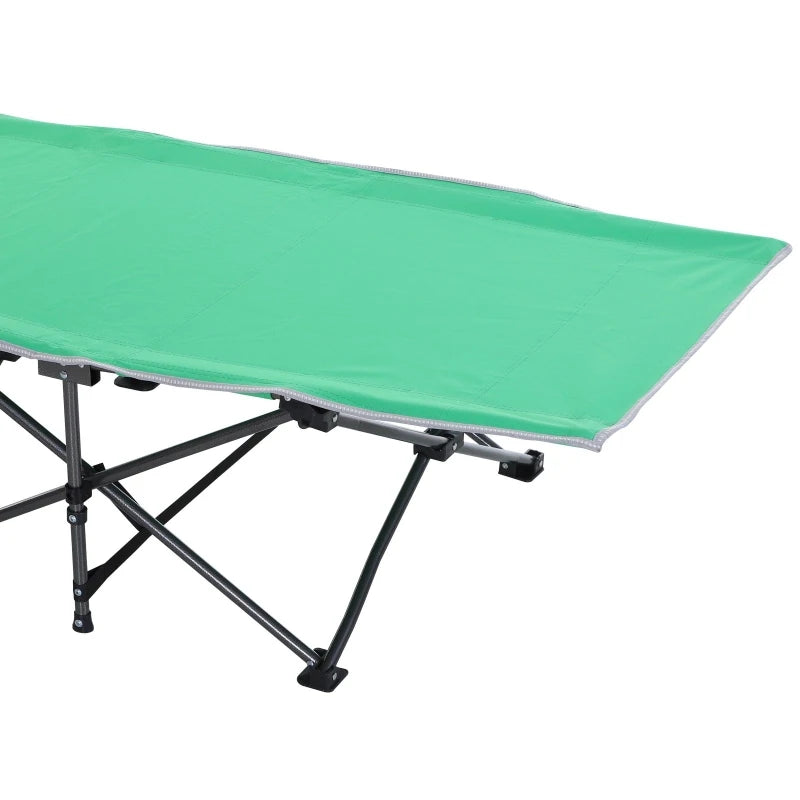Outsunny Folding Camping Cots for Adults with Carry Bag, Side Pocket, Outdoor Portable Sleeping Bed for Travel Camp Vacation, 330 lbs. Capacity, Green