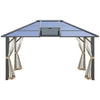 Outsunny 10' x 12' Hardtop Gazebo Canopy with Polycarbonate Roof, Top Vent and Aluminum Frame, Permanent Pavilion Outdoor Gazebo with Netting, for Patio, Garden, Backyard, Deck, Lawn