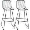 HOMCOM Modern Bar Stools, Metal Wire Bar Height Barstools, 30" Seat Height Bar Chairs for Kitchen with Back and Footrest, Set of 2, Black