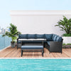Outsunny 4 PCs Rattan Wicker Sofa Set Outdoor Conservatory Furniture w/ Side Storage Box