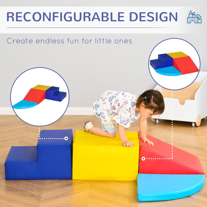 Soozier 5 Piece Climb and Crawl Activity Play Set Soft Secure Foam Playset for Toddler Preschooler Indoor Play Equipment Baby Learning Toys Multicolor