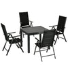 Outsunny 7 Pieces Patio Outdoor Dining Set for 6, Aluminum Frame Patio Dining Furniture Set with Expandable Table, Folding & Reclining Chairs with Mesh Fabric Seats, Black