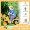 ShopEZ USA Kids Excavator Ride-on Pulling Cart with Sound Effects, Kids Digger Sit n Scoot Ride-on Toy for Toddler or Preschool Age with Under-Seat Storage, Treaded Wheels