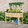 Outsunny 41"x18"x53" Elevated Garden Raised Bed with Shelf and Wheels Solid Wood Planter Flower Herb Boxes for Vegetables Flower Outdoor/Indoor - Brown