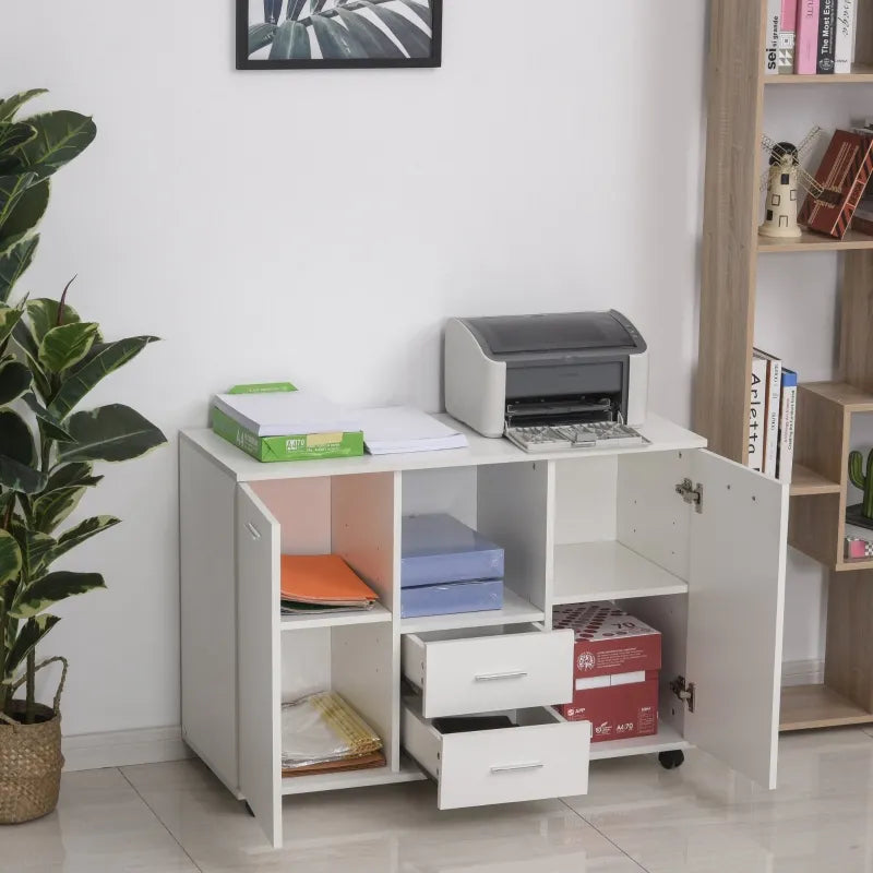 Vinsetto Multifunction Office Filing Cabinet Printer Stand with 2 Drawers, 2 Shelves, & Smooth Counter Surface, Brown