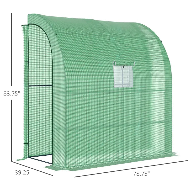 Outsunny 5' x 4' x 7' Hobby Greenhouse, Walk-in Lean-to PE Tomato Hot House Kit with Steel Frame, Zippered Door Plant Nursery, White