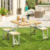 Outsunny 54" Portable Camping Table with 4 seat Wooden Portable Folding Picnic Table Set with Umbrella Hole