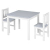 Qaba Kids Table and 2 Chairs Set 3 Pieces Toddler Multi-usage Desk Indoor Arts & Crafts Study Rest Snack Time Easy Assembly, Grey