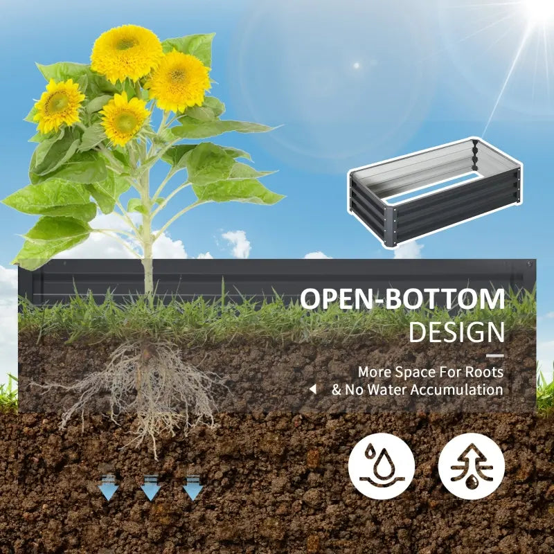 Outsunny 4' x 4' x 1' Galvanized Raised Garden Bed, Planter Raised Bed with Steel Frame for Vegetables, Flowers, Plants and Herbs, Grey