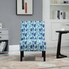 HOMCOM Linen Fabric Dining Chair with Pine Wood Legs and Sponge Padded Cushion, for Living Room, Dining Room, Leaf Pattern