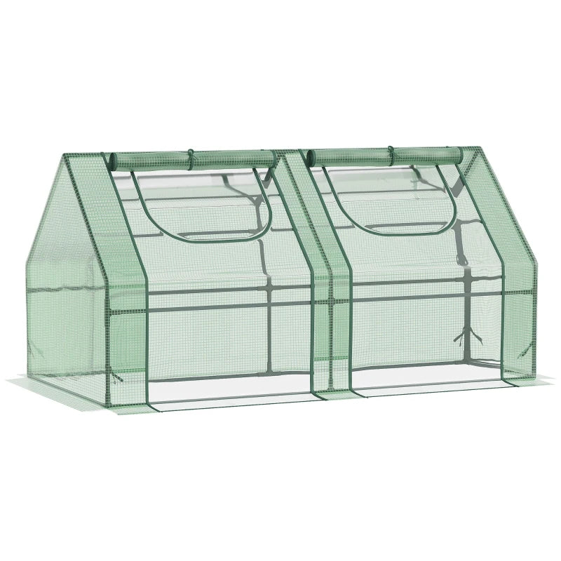 Outsunny 6' x 3' x 3' Portable Greenhouse Garden Hot House with Two PE/PVC Covers, Steel Frame and 2 Roll Up Windows