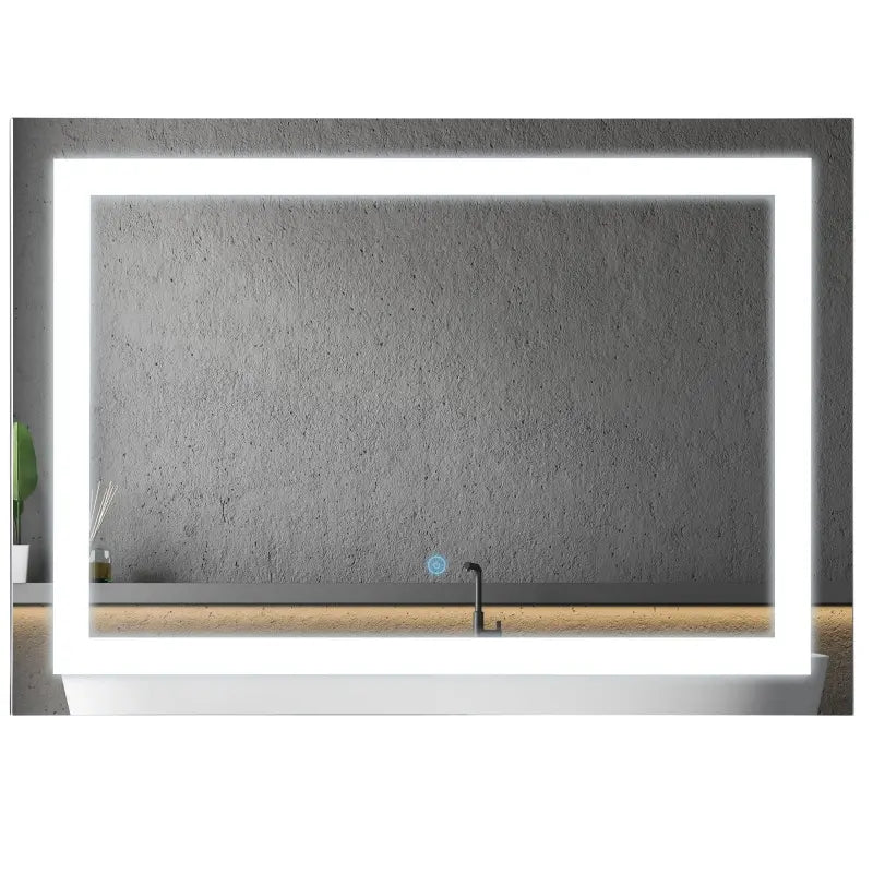 HOMCOM 28" x 20'' LED Illuminated Bathroom Mirror, Wall Mounted Vanity Mirror with Dimmable Memory Touch, Waterproof, Horizontally or Vertically, Silver