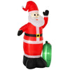 Outsunny 8ft Inflatable Christmas Santa Claus Holding Candy Cane with Furry Beard, Blow-Up Outdoor LED Yard Display