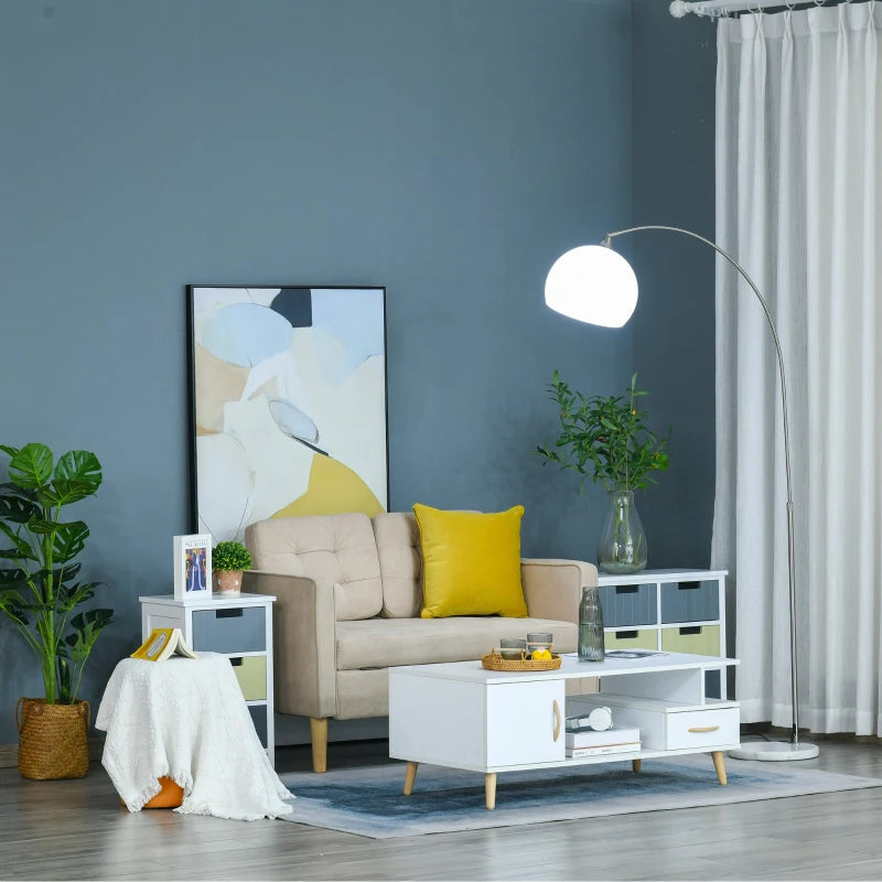 HOMCOM Arc Floor Lamp Sofa Side Standing Reading Light, Living Room, Bedroom, Gold