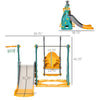 Qaba 4 in 1 Toddler Slide and Swing Set with Adjustable Seat Height and Basketball Hoop, Freestanding Kids Climber Slide Playset with Basket Ball for Indoor Outdoor Playground Aged 18-60 months