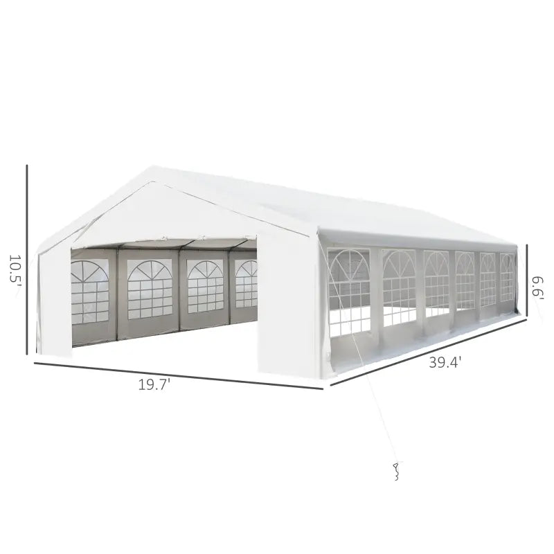 Outsunny 20' x 40' Large Party Tent & Carport with Removable Sidewalls and Double Doors, Heavy Duty Canopy Tent Sun Shade Shelter, for Parties, Wedding, Outdoor Events, BBQ, White