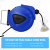 DURHAND 49ft Retractable Extension Cord Reel Triple Tap Connector Automatic Retract Wall/Ceiling Garage Garden - Blue