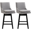 HOMCOM 28.5" Set of 2 Swivel Bar Height Bar Stools, Armless Upholstered Barstools Chairs with Soft Padding Cushion and Wood Legs, Light Grey
