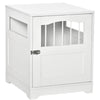 PawHut Wooden & Wire Dog Crate with Surface, Stylish Pet Kennel, Magnetic Doors, White