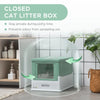 PawHut Hooded Cat Litter Box with Scoop, Enclosed Cat Litter Tray with Front Entry, Top Exit, Portable Pet Toilet with Large Space, Easy Cleaning, Green