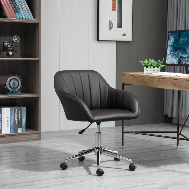 Vinsetto Mid Back Home Office Chair Computer Desk Chair with PU Leather, Adjustable Height, Swivel Wheels for Study, Bedroom, Black
