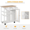 HOMCOM Pine 3-Tier Multifunction Kitchen Rolling Island Cart with Open Storage Shelves, Wine Rack & Stainless Steel Top