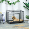 PawHut Folding Design Metal Dog Crate & Heavy Duty Kennel with Removable Tray 4 Locking Wheels 37" x 22.75" x 27.25"