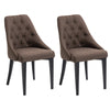 HOMCOM Modern Dining Chairs Set of 2, Button Tufted High Back Side Chairs with Upholstered Seat, Steel Legs for Living Room, Kitchen, Study, Brown