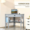 HOMCOM Corner Desk, Triangle Computer Desk with Drawer and Storage Shelves for Small Spaces, Home Office Workstation for Living Room, or Bedroom, White