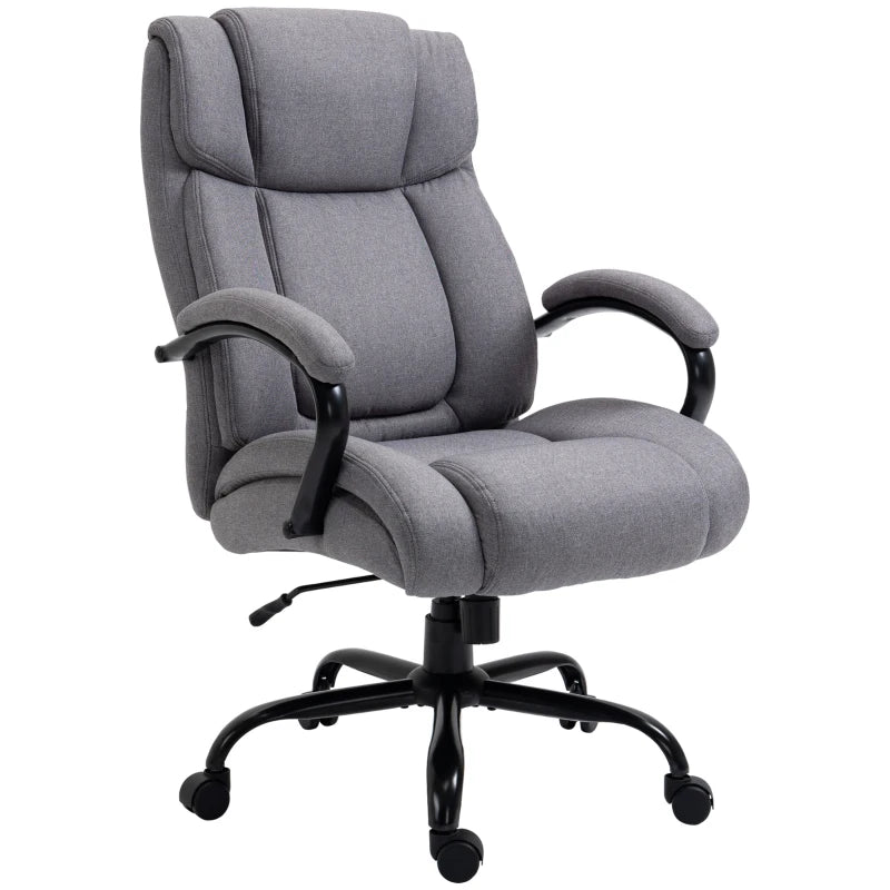 Vinsetto High Back Big and Tall Executive Office Chair 484lbs with Wide  Seat Computer Desk Chair with Linen Fabric Swivel Wheels Light Gray