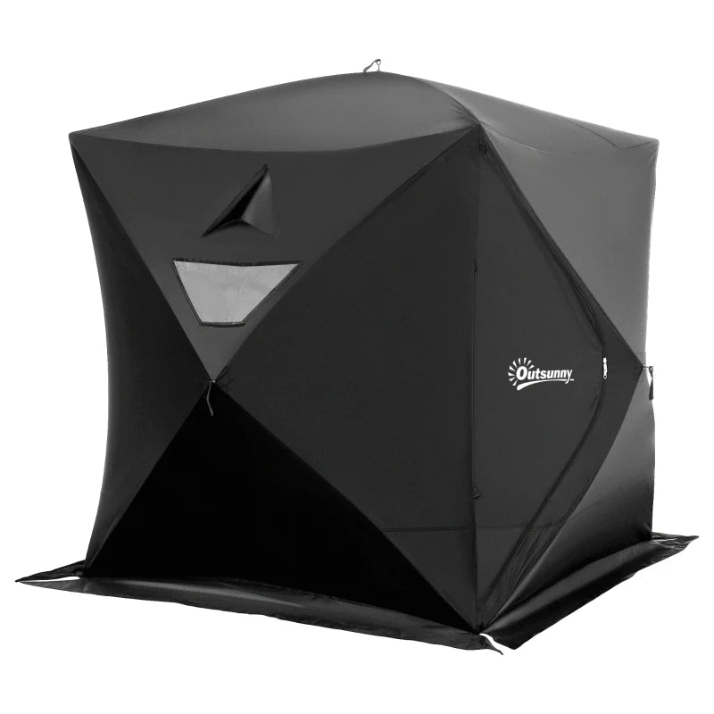 Outsunny 4 Person Waterproof Portable Pop-Up Ice Fishing Shelter with 2 Doors
