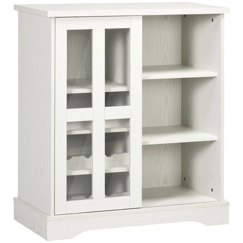 HOMCOM Sideboard Buffet Kitchen Buffet Cabinet with Wine Racks Sliding Glass Door Storage Shelves for Living Room White