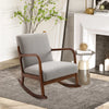 HOMCOM Upholstered Rocking Armchair with Wood Base and Linen Fabric Padded Seat for Living Room, Grey