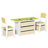 Qaba 3-Piece Kids Table and Chair Set with 2 In 1 Desktop Road Map Storage Drawer