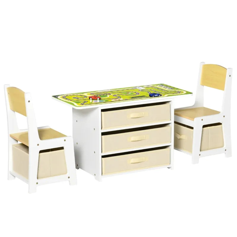 Qaba 3-in-1 Kids Activity Table and Chairs Set with 3 Surfaces