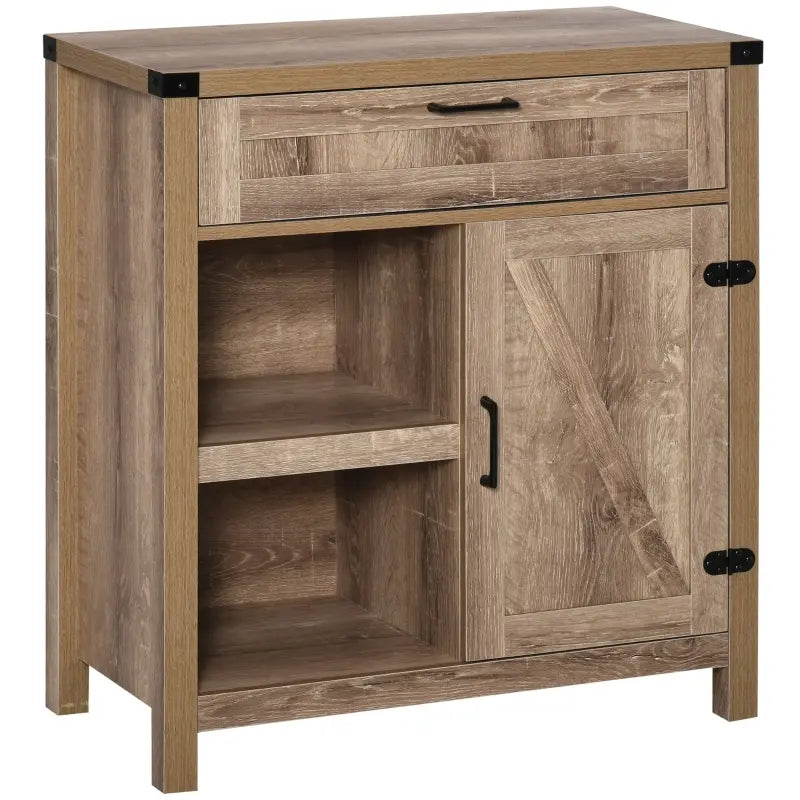HOMCOM Farmhouse Sideboard Buffet Cabinet, Rustic Barn Door Kitchen Cabinet, Accent Cabinet with Storage for Living Room
