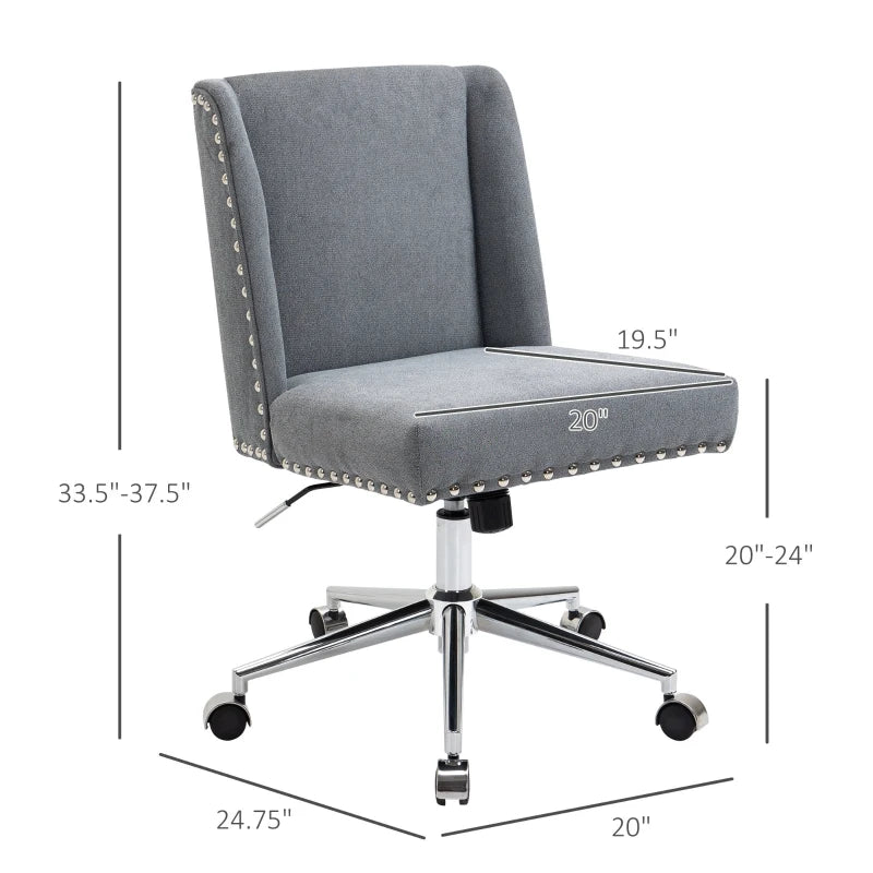 Vinsetto Mid Back Home Office Chair, Task Chair with Tilt, 360° Swivel, Padded Desk Chair with Adjustable Height, Grey