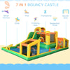 Outsunny 7 in 1 Inflatable Water Slide with Large Pool, Soccer Goal, Trampoline, Climbing Wall, Basketball Hoop, Kids Bounce House with Blower Carrying Bag, for 3-8 Years Old